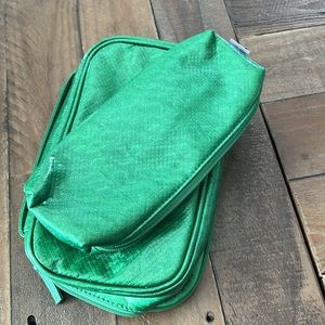 Steph & Co. Cosmetic case with brush case Crocodile shimmer green print